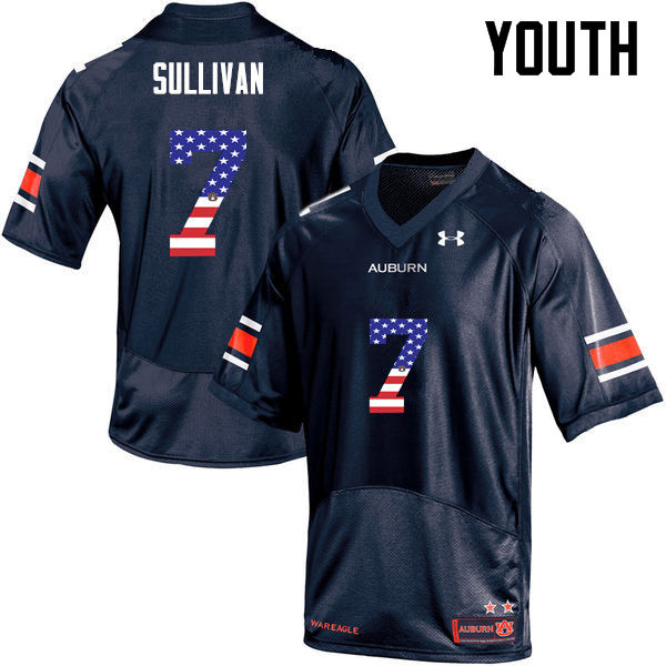 Youth #7 Pat Sullivan Auburn Tigers USA Flag Fashion College Football Jerseys-Navy - Click Image to Close